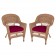 Honey Wicker Chair With Red Cushion - Set of  2