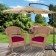 Honey Wicker Chair With Red Cushion - Set of  2