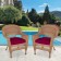 Honey Wicker Chair With Red Cushion - Set of  2