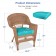 Honey Wicker Chair With Turquoise Cushion - Set of  2