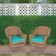Honey Wicker Chair With Turquoise Cushion - Set of  2