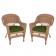 Honey Wicker Chair With Hunter Green Cushion - Set of  2
