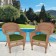 Honey Wicker Chair With Hunter Green Cushion - Set of  2