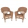Honey Wicker Chair Without Cushion - Set of 2