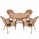 5pc Honey Wicker Dining Set - Brown Cushions