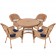 5pc Honey Wicker Dining Set - Midnight Blue Cushions