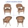 5pc Honey Wicker Dining Set - Black Cushions