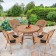 5pc Honey Wicker Dining Set - Black Cushions