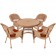 5pc Honey Wicker Dining Set - Brick Red Cushions