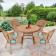 5pc Honey Wicker Dining Set - Sky Blue Cushions