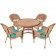 5pc Honey Wicker Dining Set - Turquoise Cushions