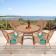 5pc Honey Wicker Dining Set - Turquoise Cushions