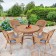 5pc Honey Wicker Dining Set - Steel Blue Cushions