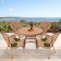 5pc Honey Wicker Dining Set - Hunter Green Cushions