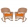 Honey Rocker Wicker Chair with Orange Cushion -  Set of 2