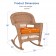 Honey Rocker Wicker Chair with Orange Cushion -  Set of 2