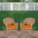 Honey Rocker Wicker Chair with Orange Cushion -  Set of 2