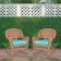 Honey Rocker Wicker Chair with Sky Blue Cushion -  Set of 2