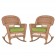 Honey Rocker Wicker Chair with Sage Green Cushion -  Set of 2