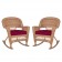 Honey Rocker Wicker Chair with Red Cushion -  Set of 2