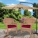 Honey Rocker Wicker Chair with Red Cushion -  Set of 2