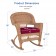 Honey Rocker Wicker Chair with Red Cushion -  Set of 2