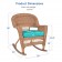 Honey Rocker Wicker Chair with Turquoise Cushion -  Set of 2
