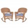 Honey Rocker Wicker Chair with Steel Blue Cushion -  Set of 2