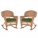 Honey Rocker Wicker Chair with Hunter Green Cushion -  Set of 2