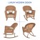 Honey Rocker Wicker Chair with Hunter Green Cushion -  Set of 2