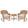 3pc Honey Rocker Wicker Chair Set With Ivory Cushion