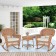 3pc Honey Rocker Wicker Chair Set With Ivory Cushion