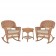 3pc Honey Rocker Wicker Chair Set With Tan Cushion