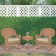3pc Honey Rocker Wicker Chair Set With Tan Cushion