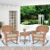 3pc Honey Rocker Wicker Chair Set With Tan Cushion