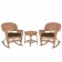 3pc Honey Rocker Wicker Chair Set With Brown Cushion