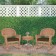 3pc Honey Rocker Wicker Chair Set With Brown Cushion
