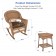 3pc Honey Rocker Wicker Chair Set With Brown Cushion