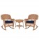3pc Honey Rocker Wicker Chair Set With Midnight Blue Cushion