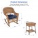 3pc Honey Rocker Wicker Chair Set With Midnight Blue Cushion