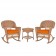 3pc Honey Rocker Wicker Chair Set With Orange Cushion