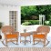 3pc Honey Rocker Wicker Chair Set With Orange Cushion