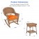 3pc Honey Rocker Wicker Chair Set With Orange Cushion