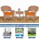 3pc Honey Rocker Wicker Chair Set With Orange Cushion