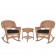 3pc Honey Rocker Wicker Chair Set With Black Cushion