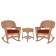 3pc Honey Rocker Wicker Chair Set With Brick Red Cushion