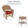 3pc Honey Rocker Wicker Chair Set With Brick Red Cushion