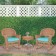 3pc Honey Rocker Wicker Chair Set With Sky Blue Cushion