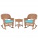 3pc Honey Rocker Wicker Chair Set With Sky Blue Cushion
