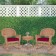 3pc Honey Rocker Wicker Chair Set With Red Cushion